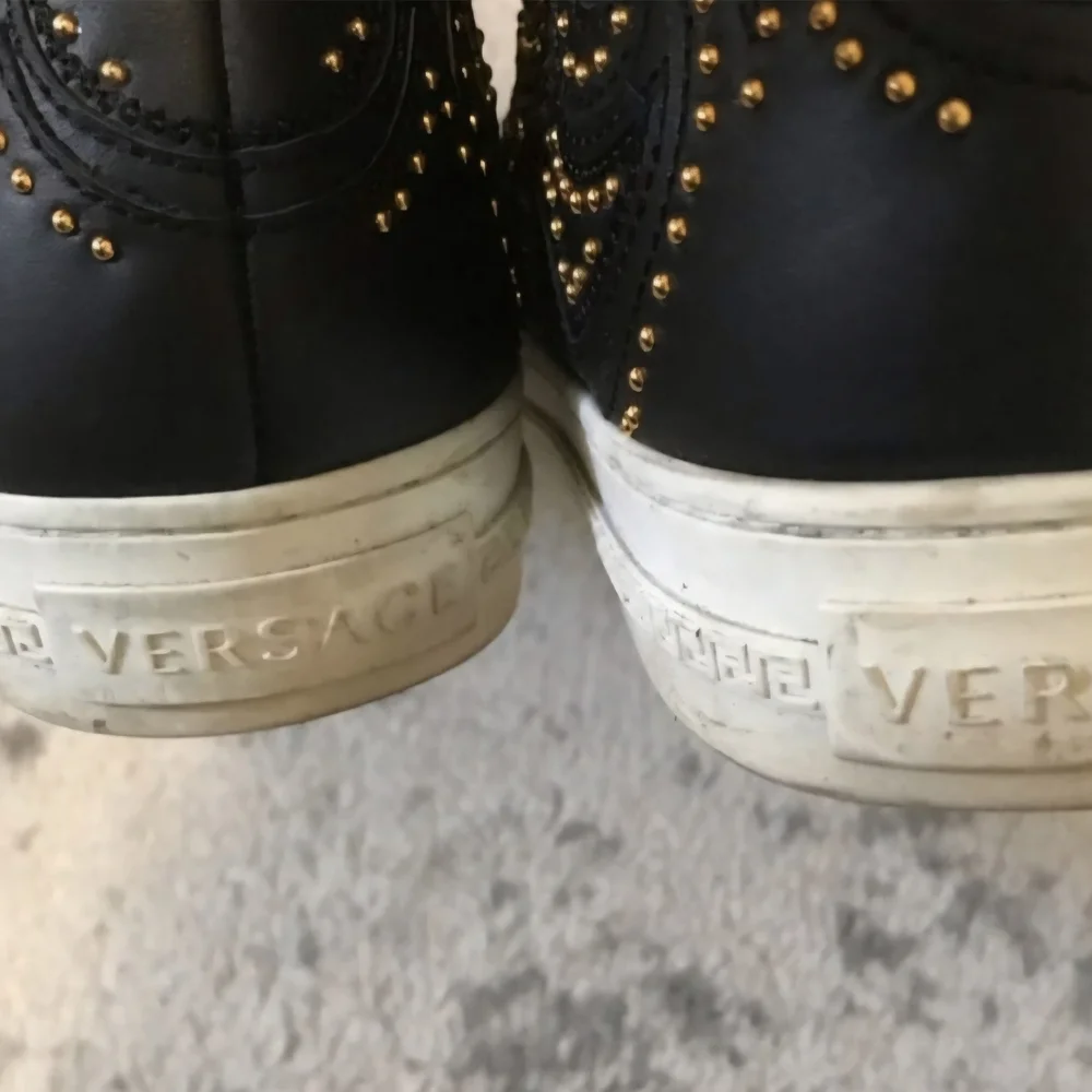 Versace Black and Gold Sneakers with‎ Ornate Design